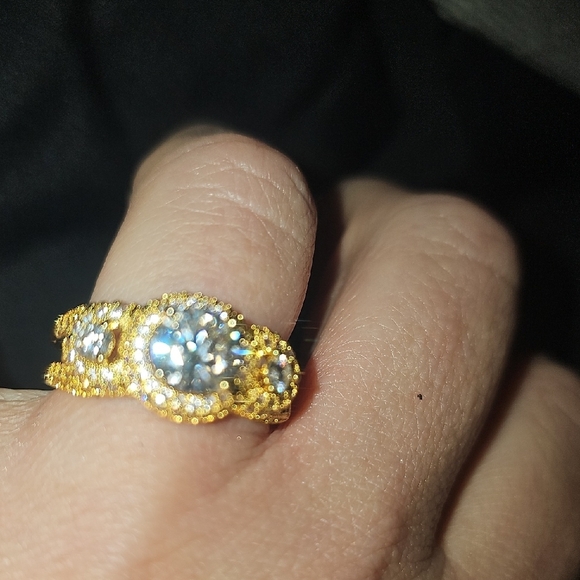 Certified 1.2 CT Moissanite Engagement Ring Gold Plated Sterling Silver | Size 9 - Picture 11 of 13